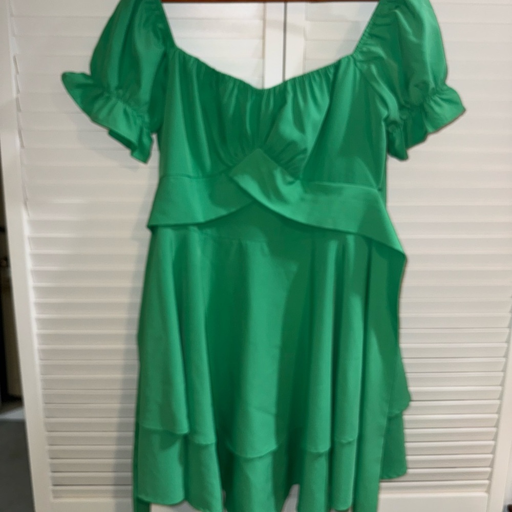 SHEIN Green Ruffle Mini Dress